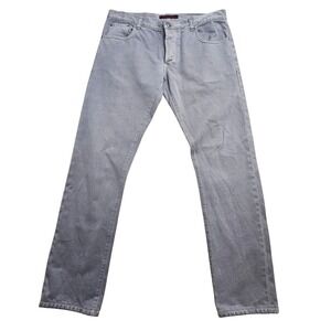 Isaia Napoli Mens Grey Self-Edge Twill Denim Jeans Made in Italy Size 36 x 32 *
